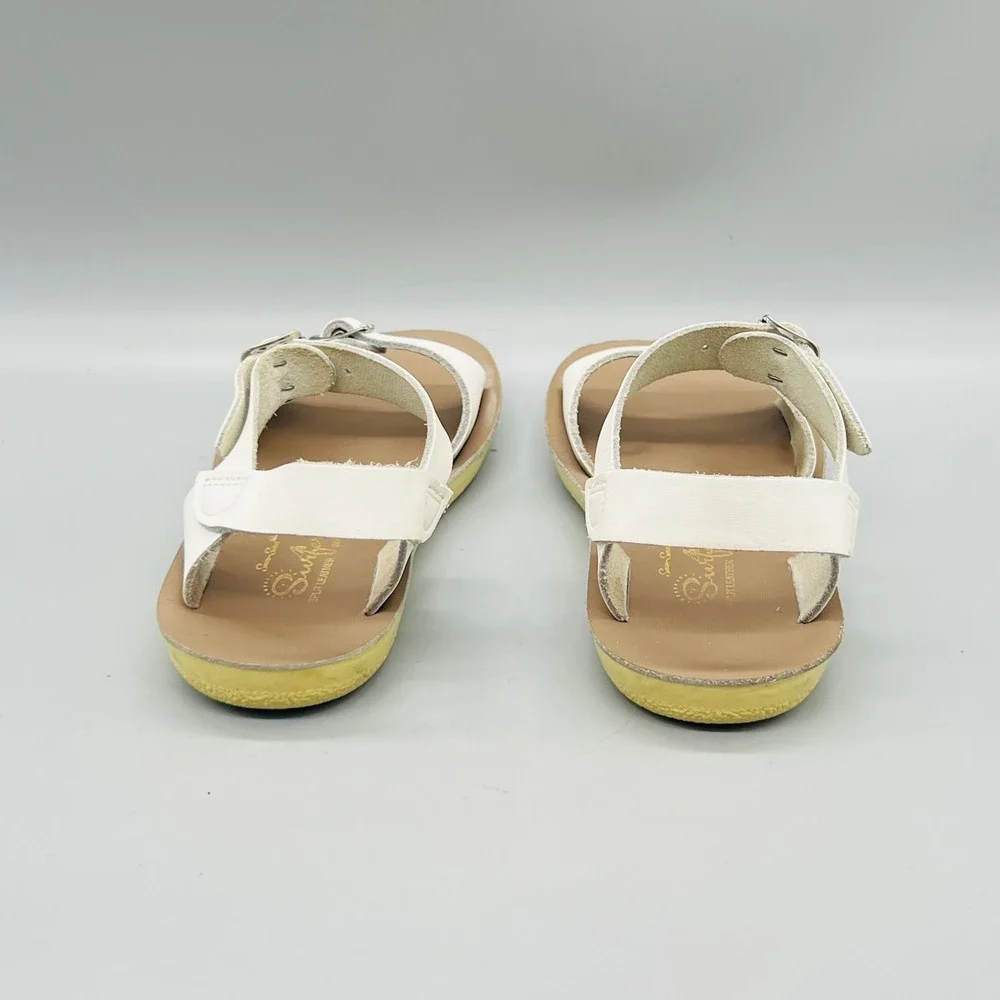 Sun San Sandals Girl 1 White Leather Surfer Adjustable Ankle Buckle Strap Shoes
